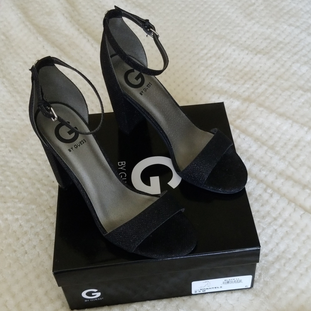 Guess Shantel Black Sparkle Heels Size 8.5M